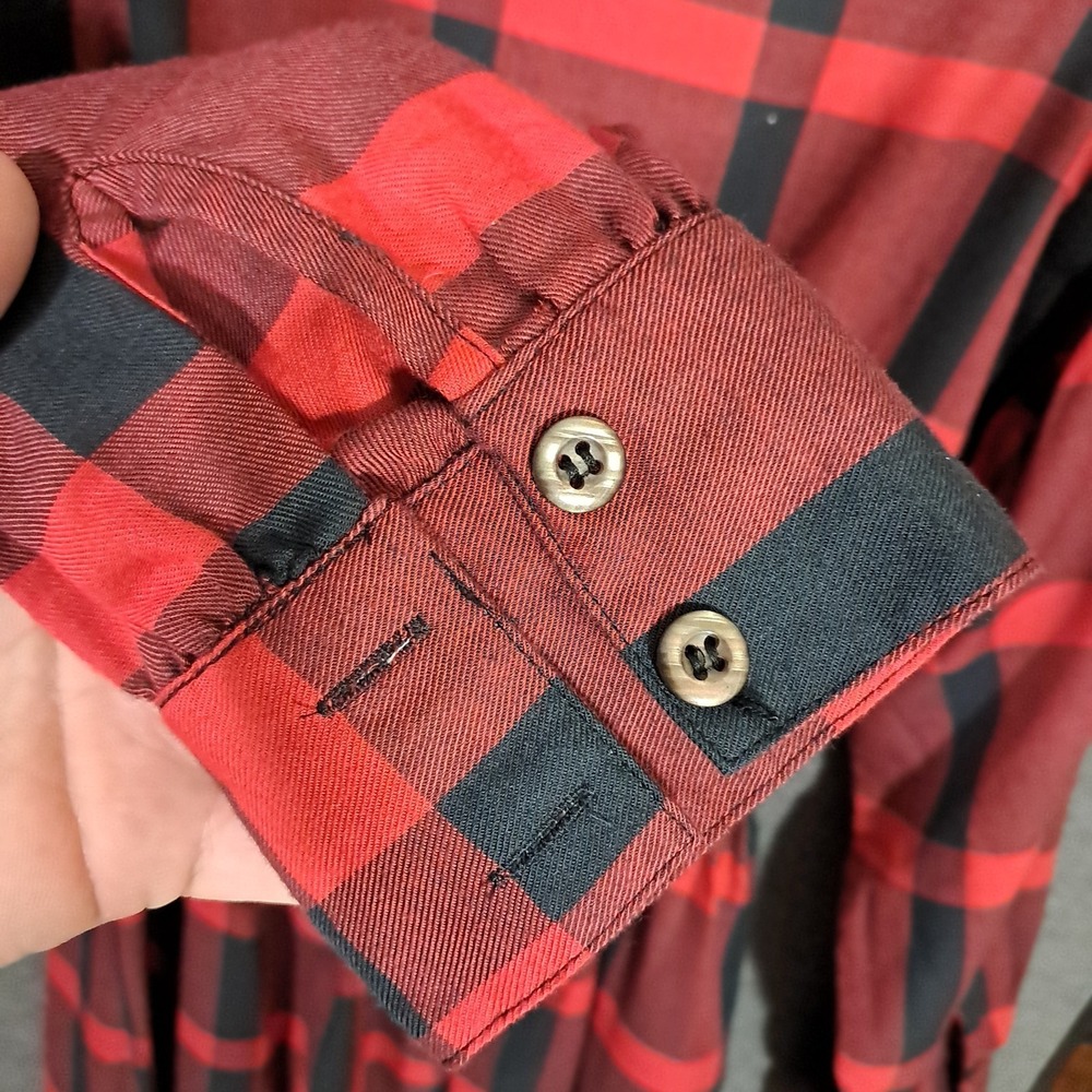 Shapely Dress Co Red Black Plaid Button Down Shirt Dress Sz 10 Midi 80s Country - Picture 12 of 13